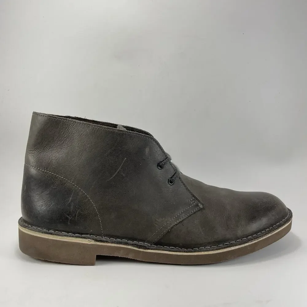 Clarks Bushacre 2 Gray Distressed Leather Chukka Boot Men's Size 11.5 Brown